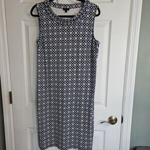 Talbots Black and White Geometric Midi Dress